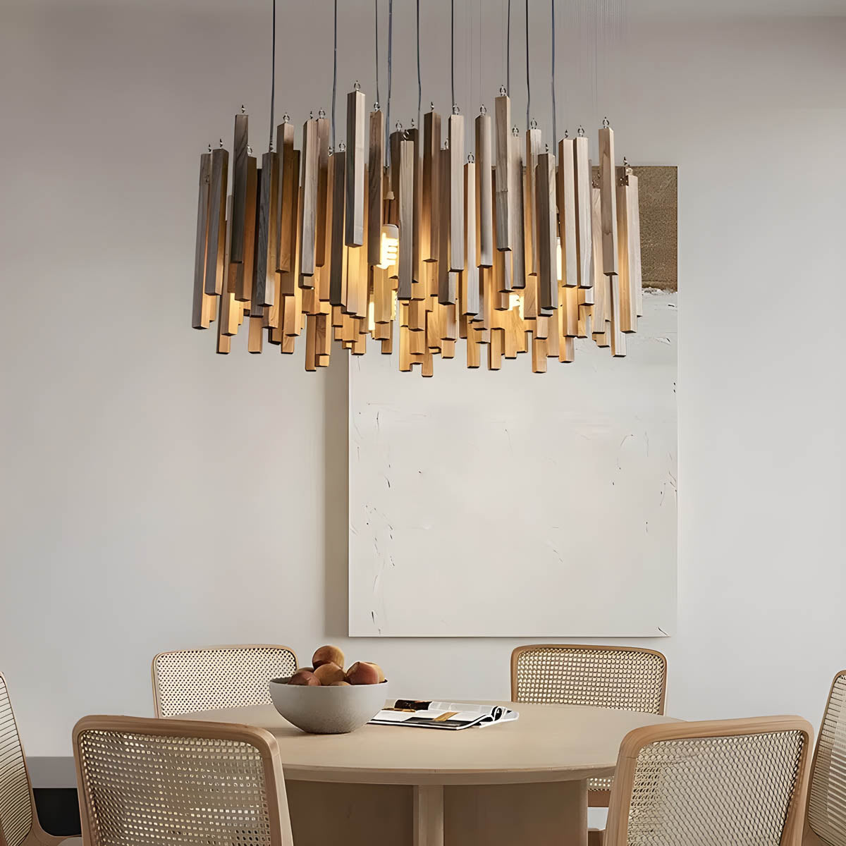 Wood and aluminium ceiling light