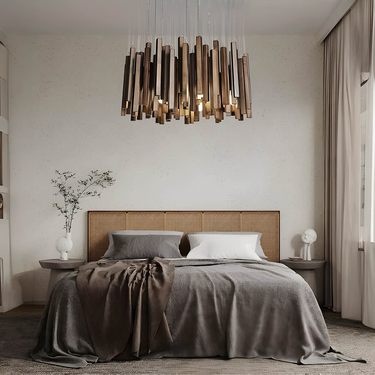 Wood and aluminium ceiling light