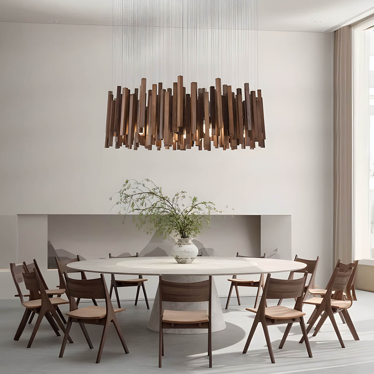 Wood and aluminium ceiling light