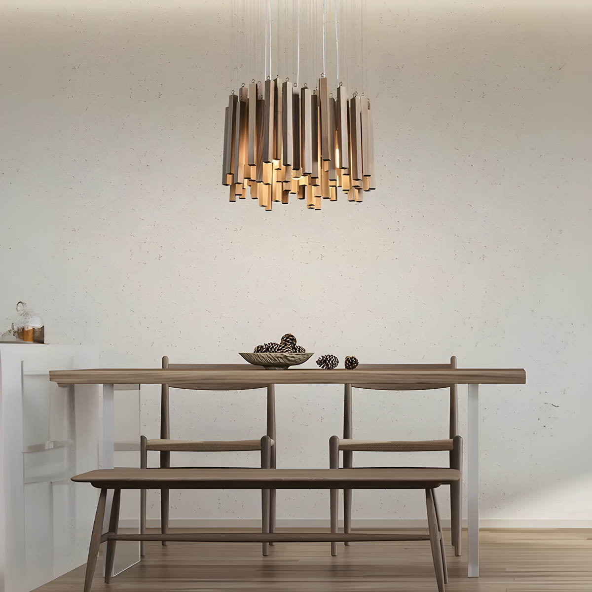 Wood and aluminium ceiling light