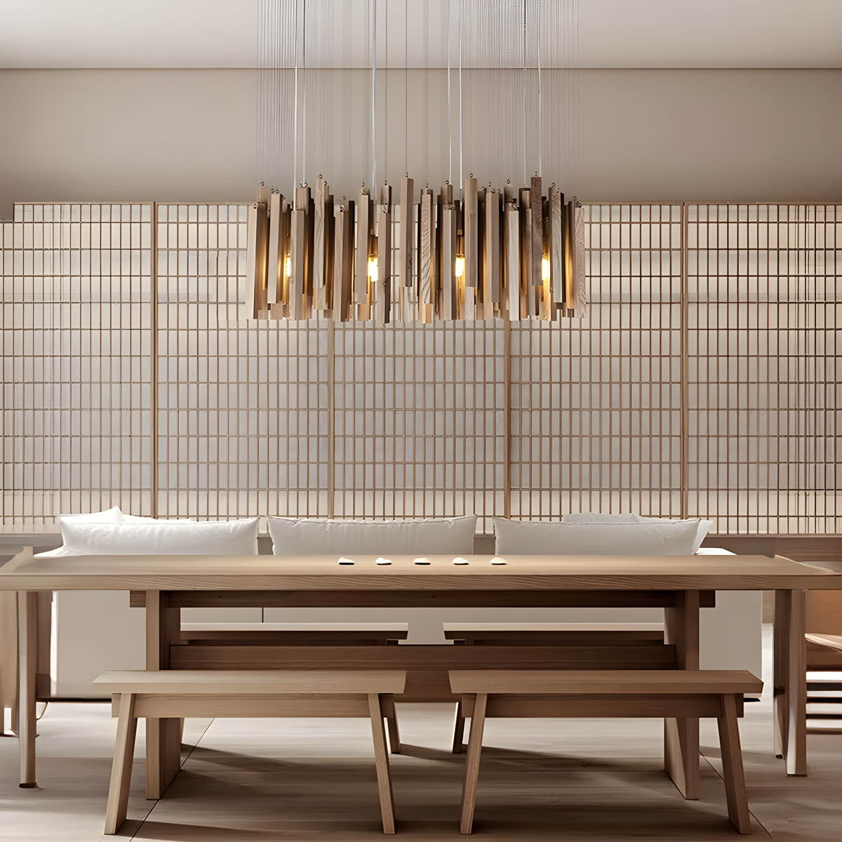 Wood and aluminium ceiling light