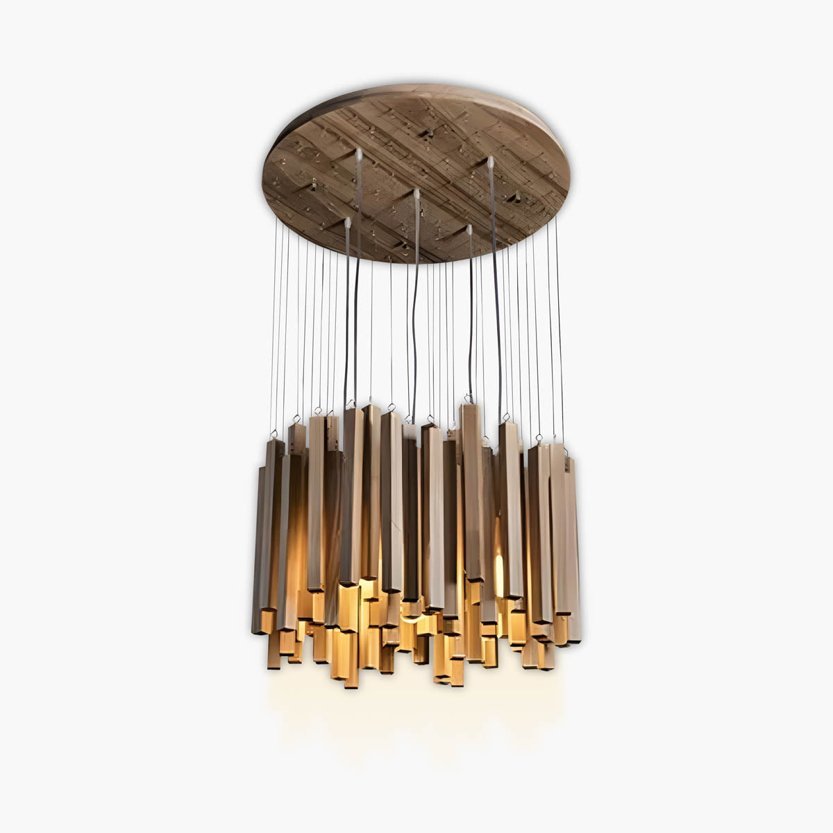 Wood and aluminium ceiling light