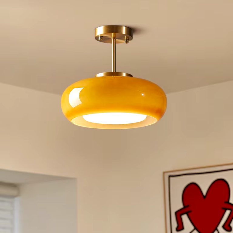 Pendant light brass & glass Scandinavian