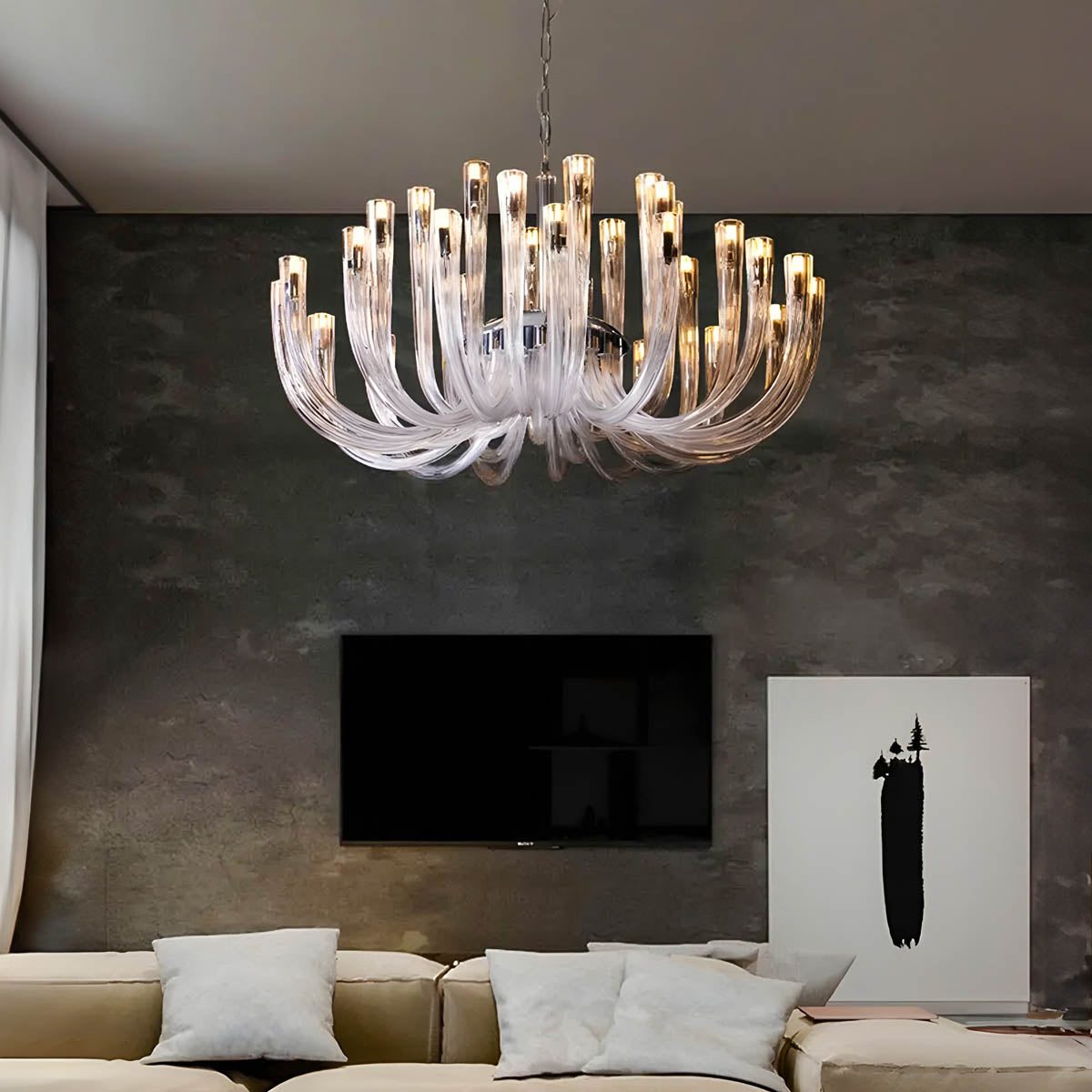 Glass & Metal Chandelier 12-Head 60 cm LED G9