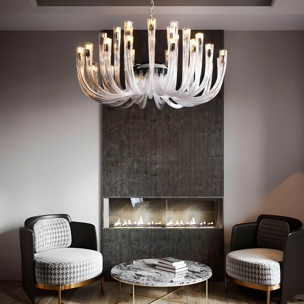 TINSLEY Glass & Metal Chandelier 12-Head 60 cm LED G9