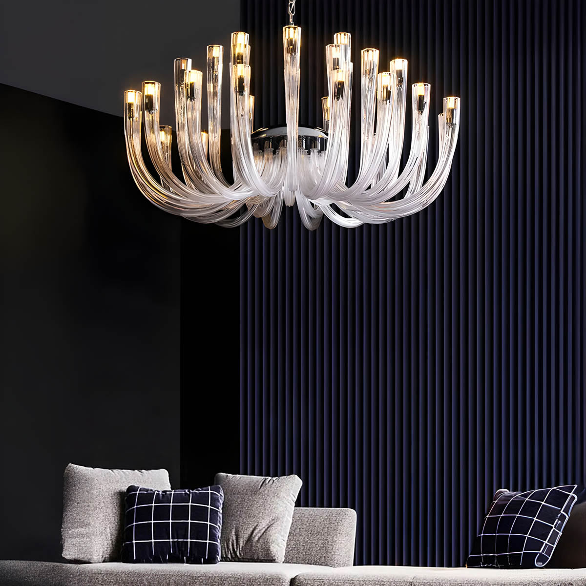 Glass & Metal Chandelier 12-Head 60 cm LED G9