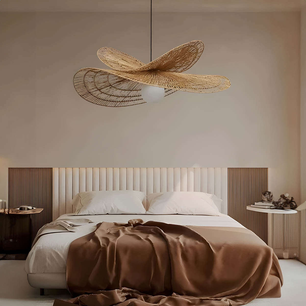 Hand-knitted rattan E27 pendant light