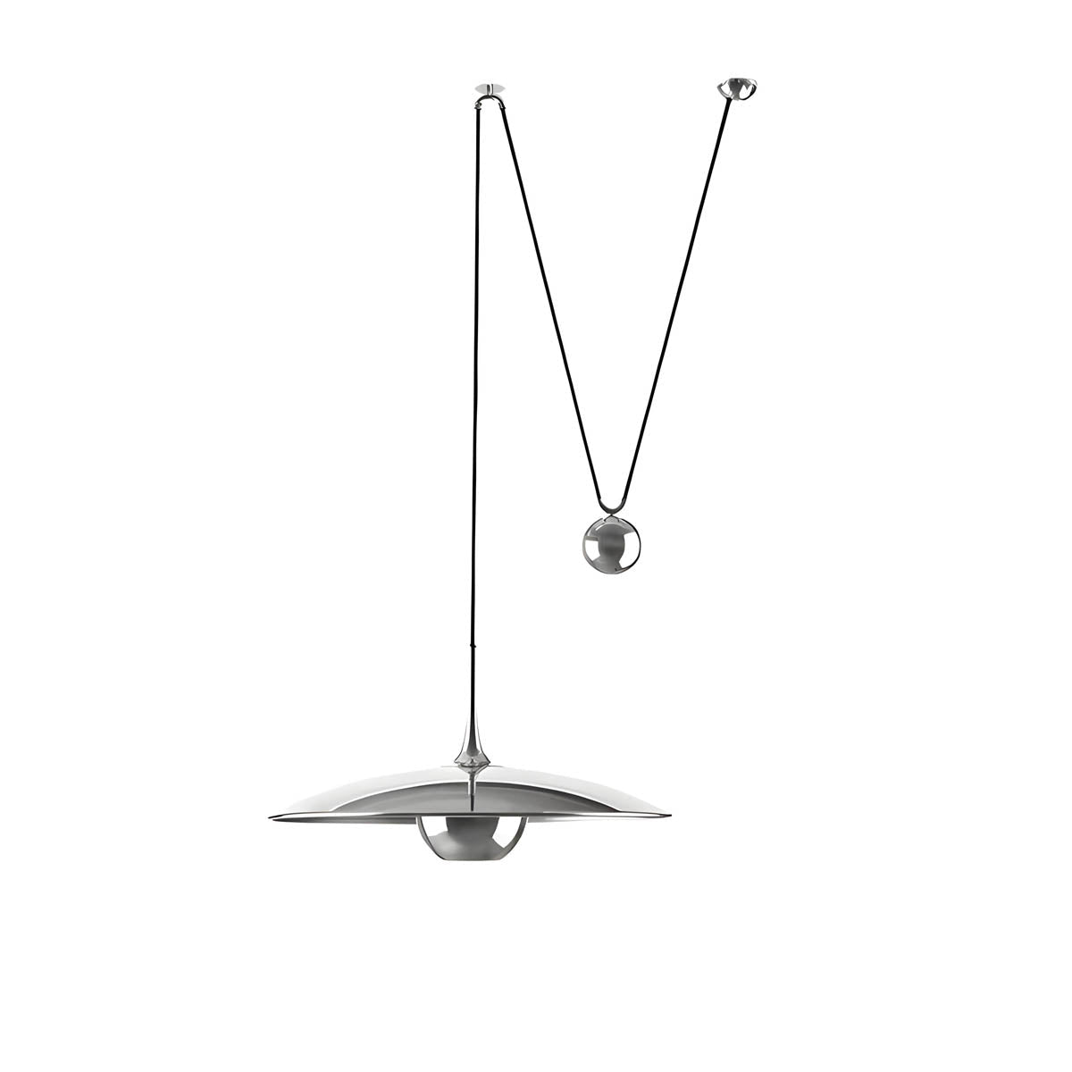 Metal cymbal-inspired pendant light E27, 1 or 2 heads, 30/50 cm