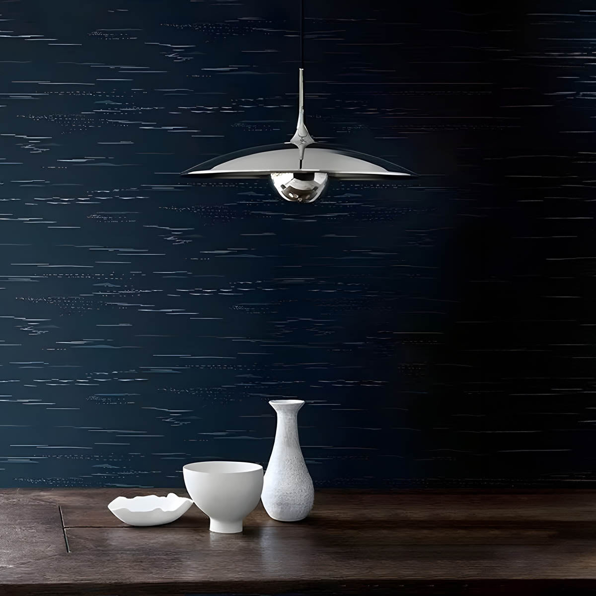 Metal cymbal-inspired pendant light E27, 1 or 2 heads, 30/50 cm