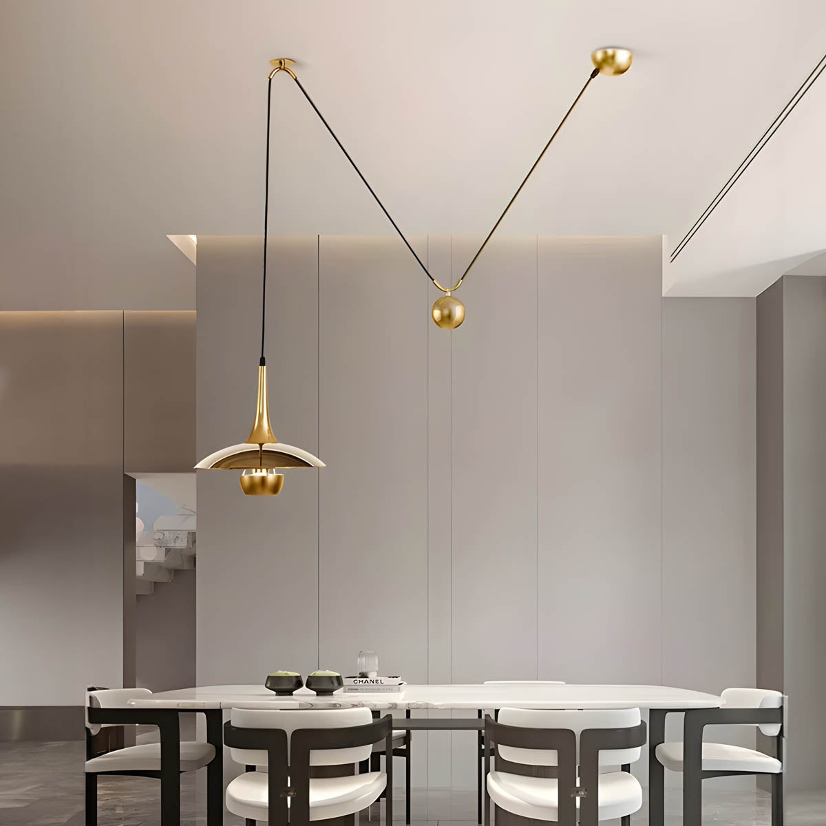 Metal cymbal-inspired pendant light E27, 1 or 2 heads, 30/50 cm