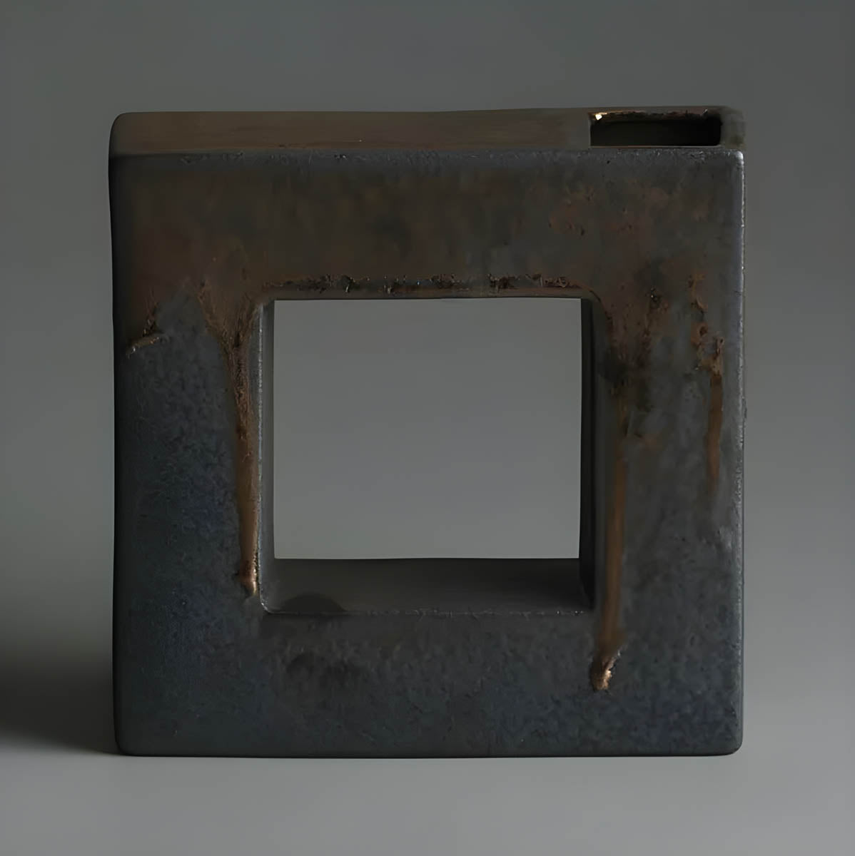 Artisanal Geometric Ceramic Sculpture Vase