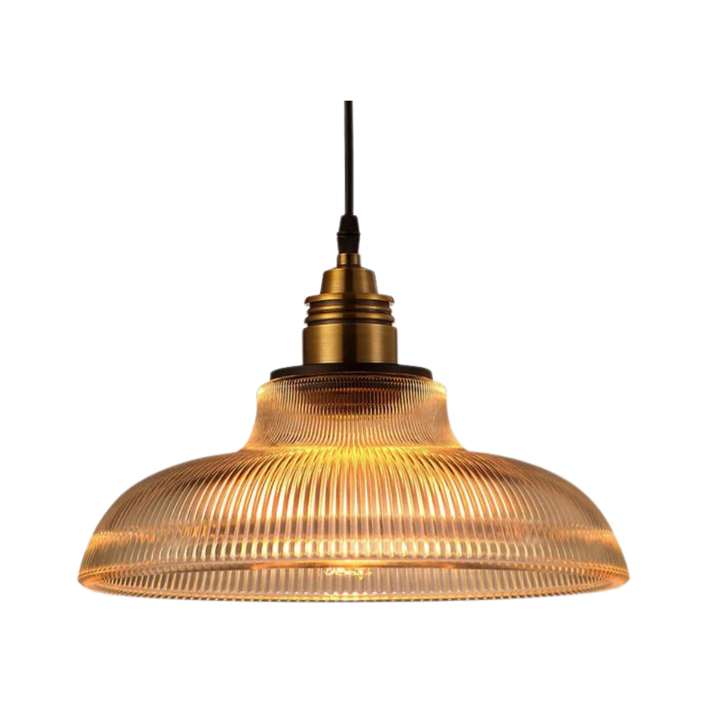 Retro glass pendant light vintage brass finish