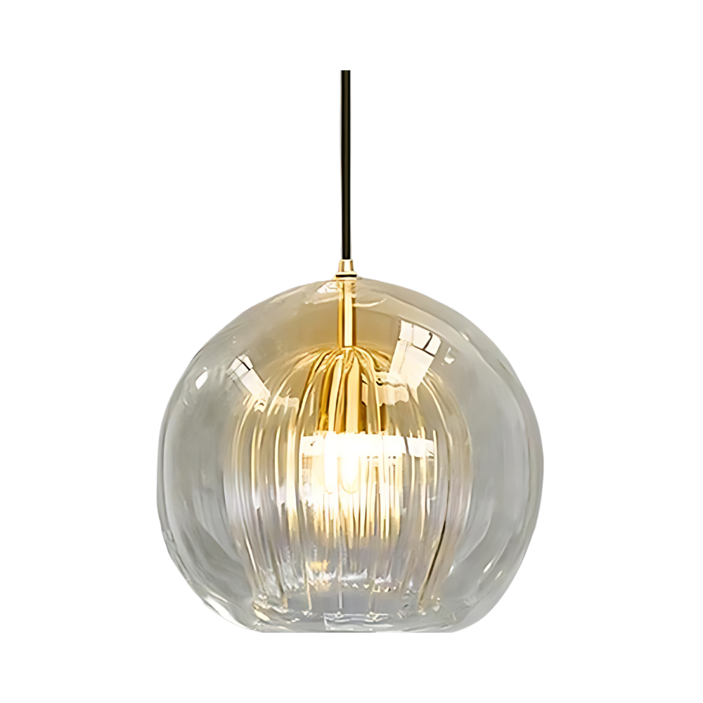 Modern pendant light clear glass & metal design