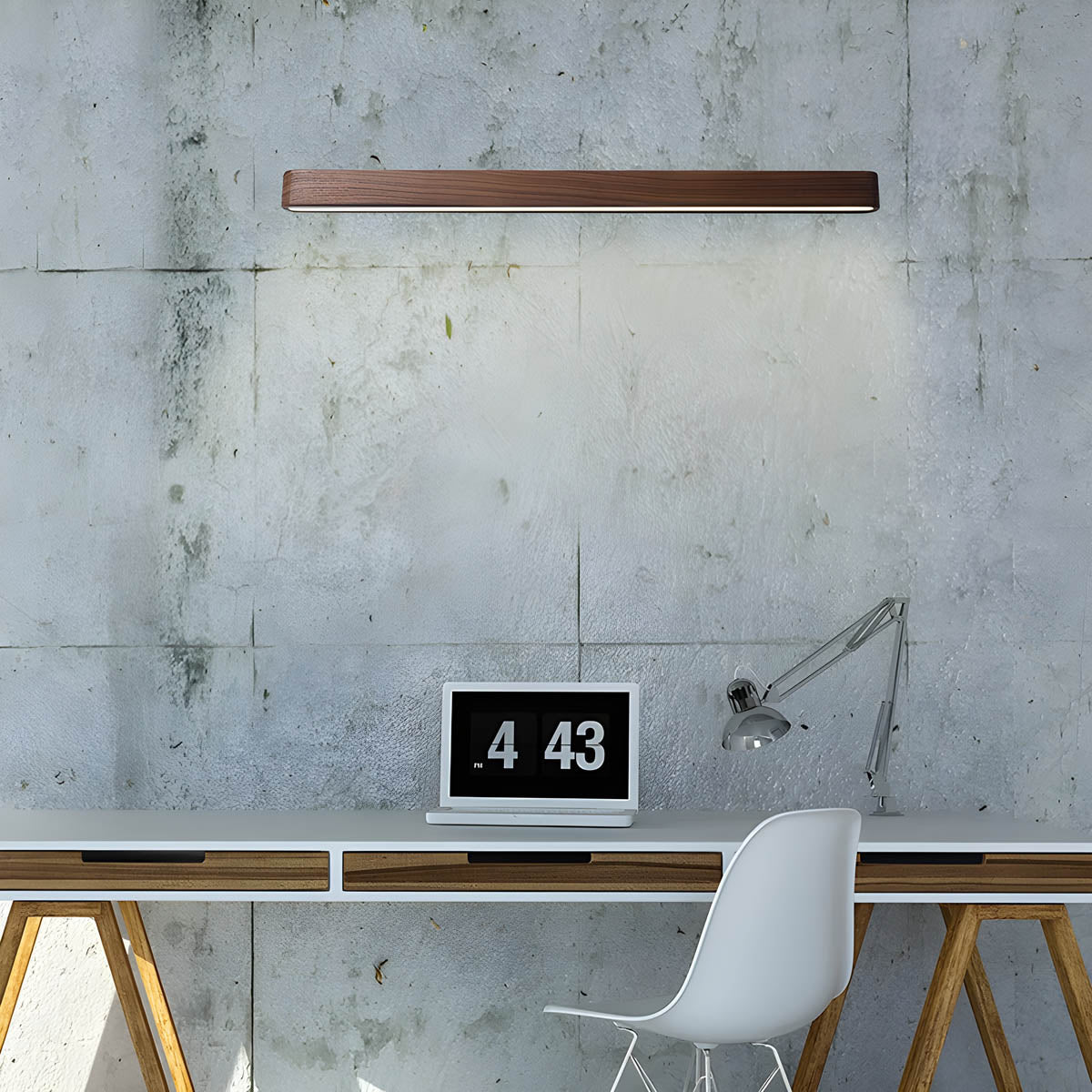 Wood & aluminium wall-mounted LED light