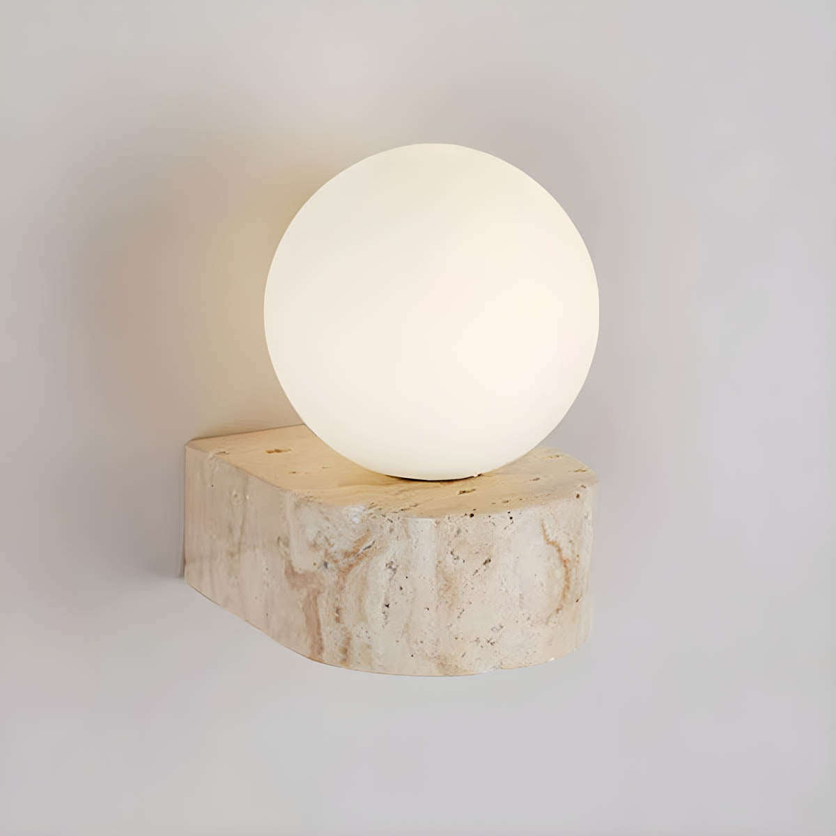 Travertine & glass wall light LED