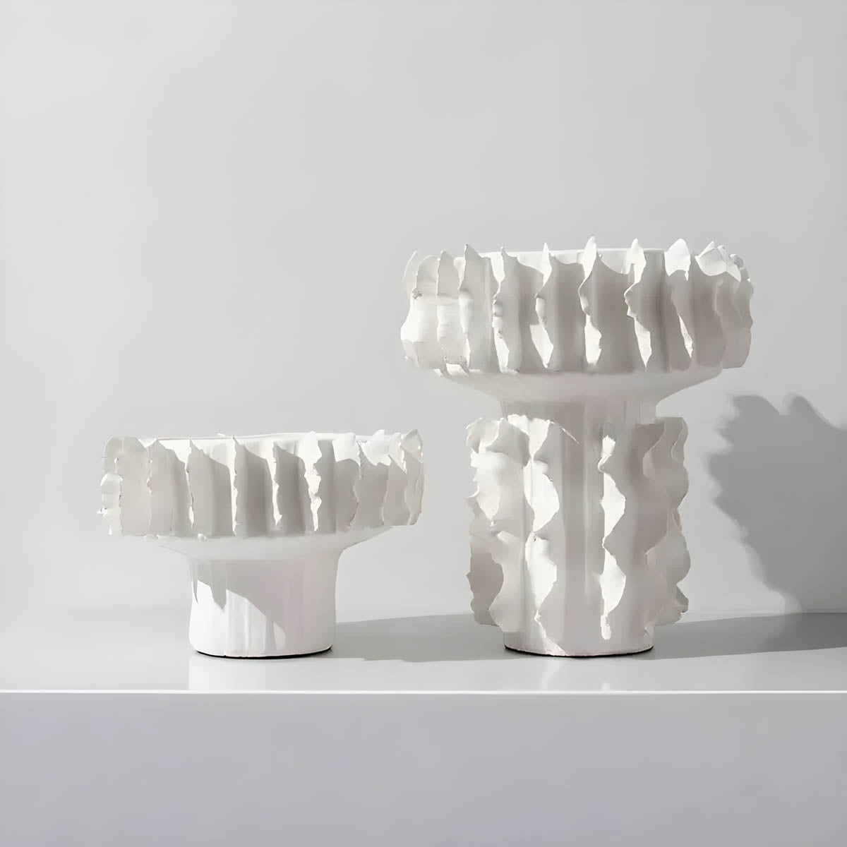 Ceramic Decorative Vase with Sculptural Pleated Design
