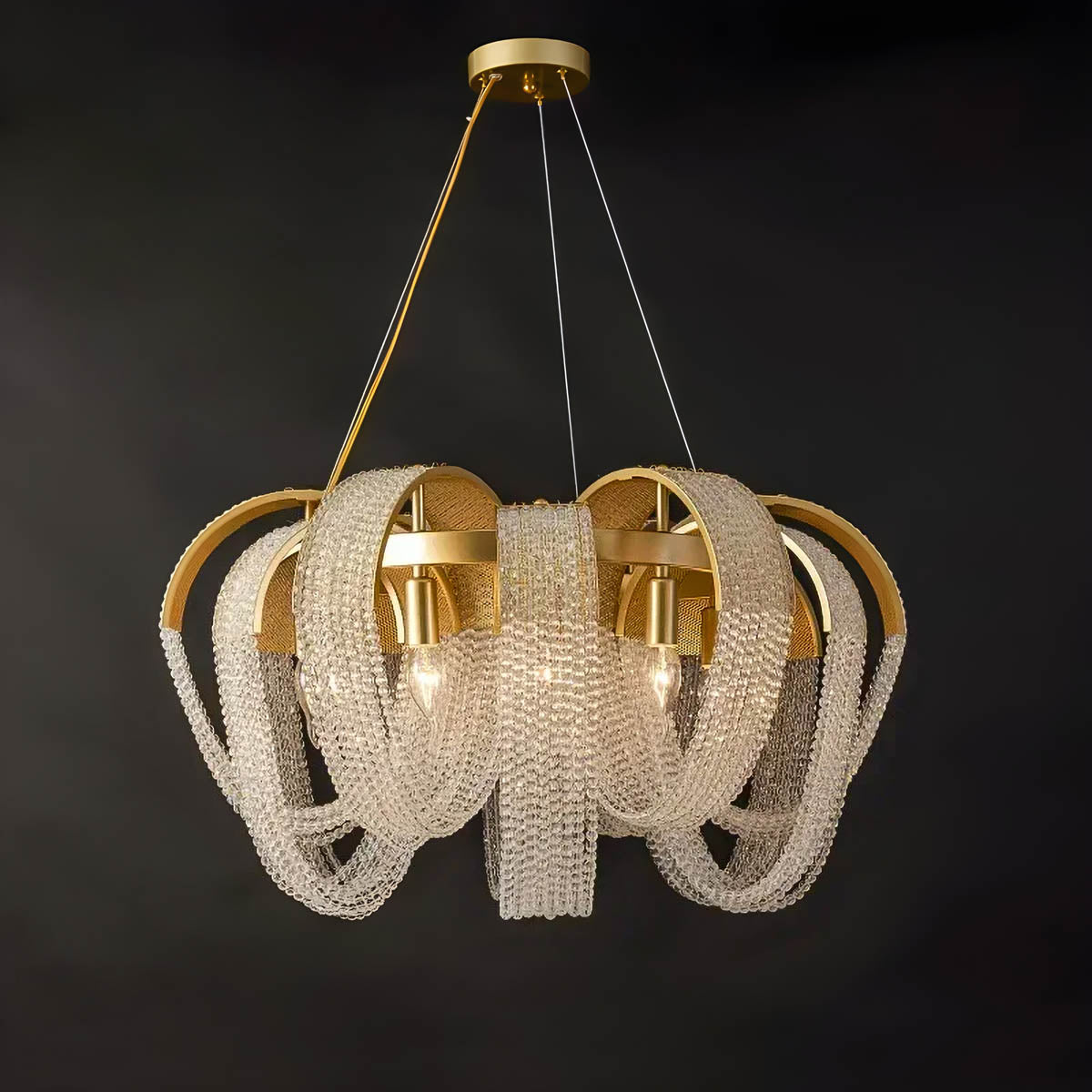 Metal & Crystal Bead Chandelier E14 26-85 cm Elegant Statement