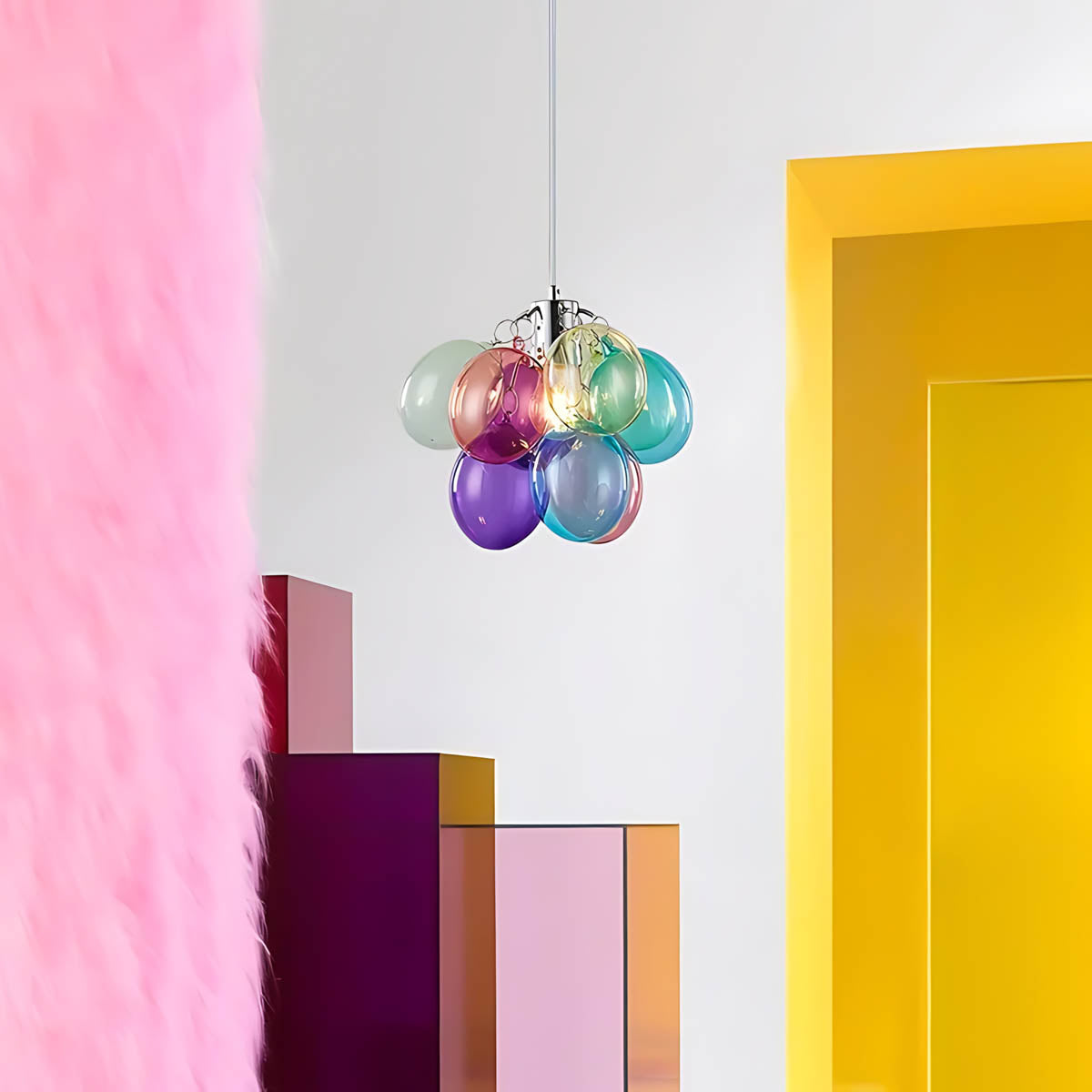 Multicolour Glass Bubble Cluster Chandelier