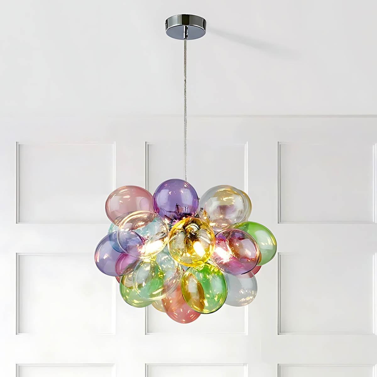 Multicolour Glass Bubble Cluster Chandelier