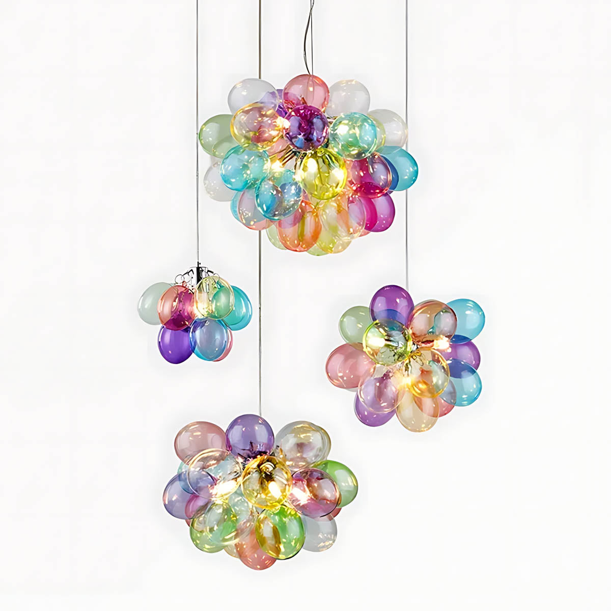 Multicolour Glass Bubble Cluster Chandelier
