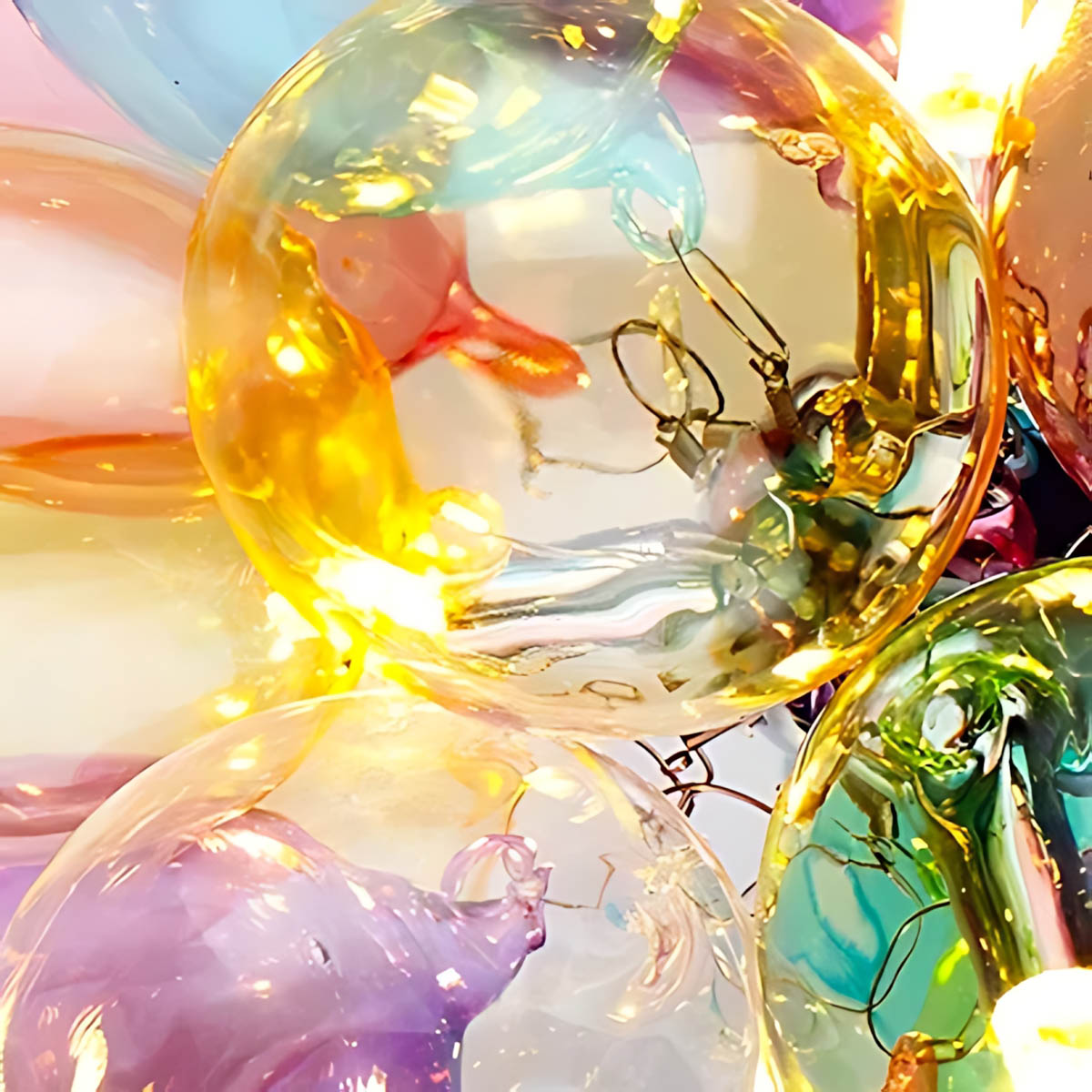 Multicolour Glass Bubble Cluster Chandelier