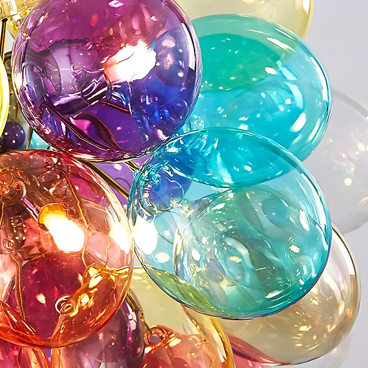 Multicolour Glass Bubble Cluster Chandelier