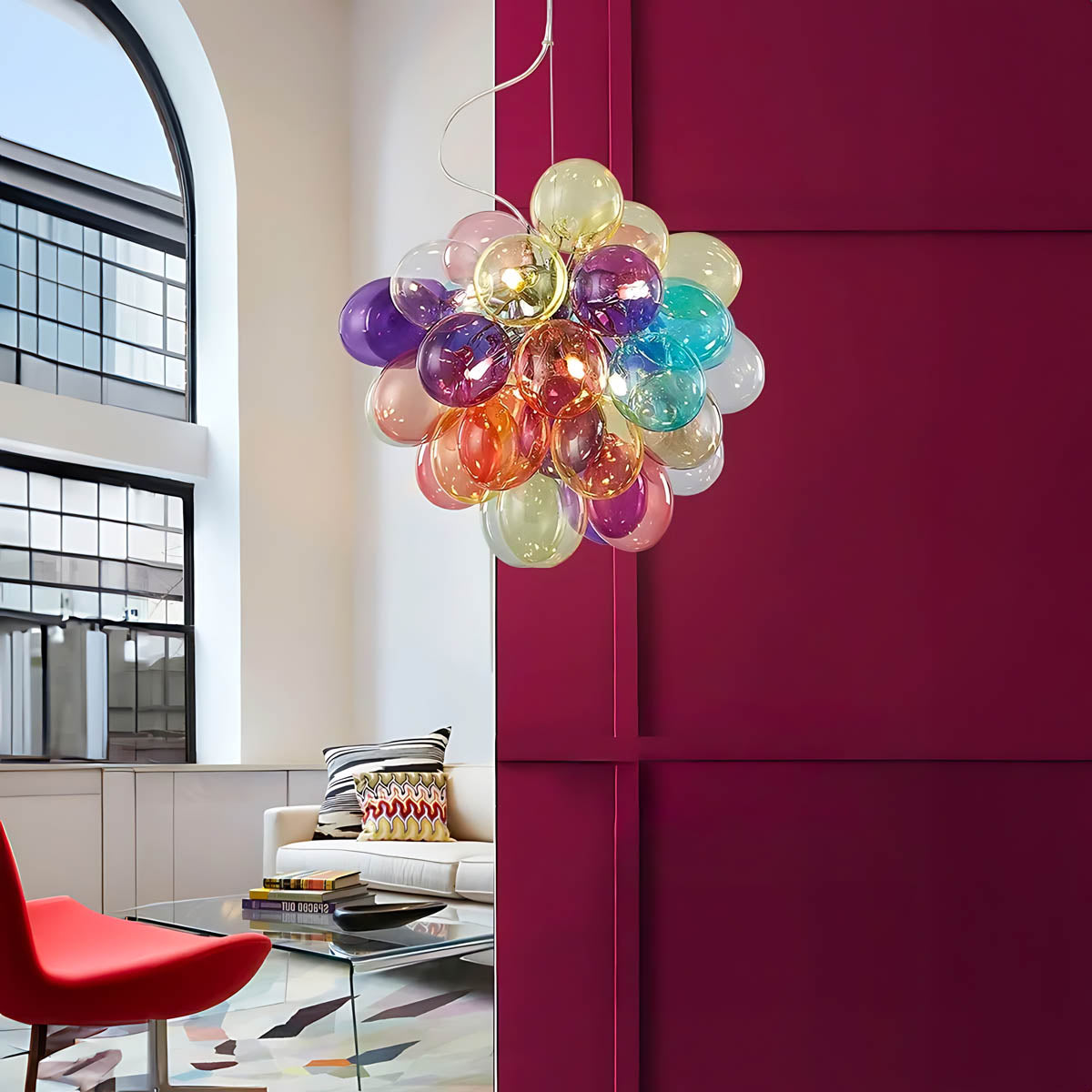 Multicolour Glass Bubble Cluster Chandelier