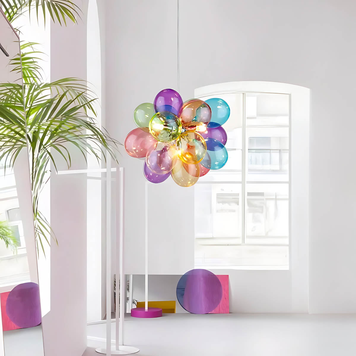 Multicolour Glass Bubble Cluster Chandelier