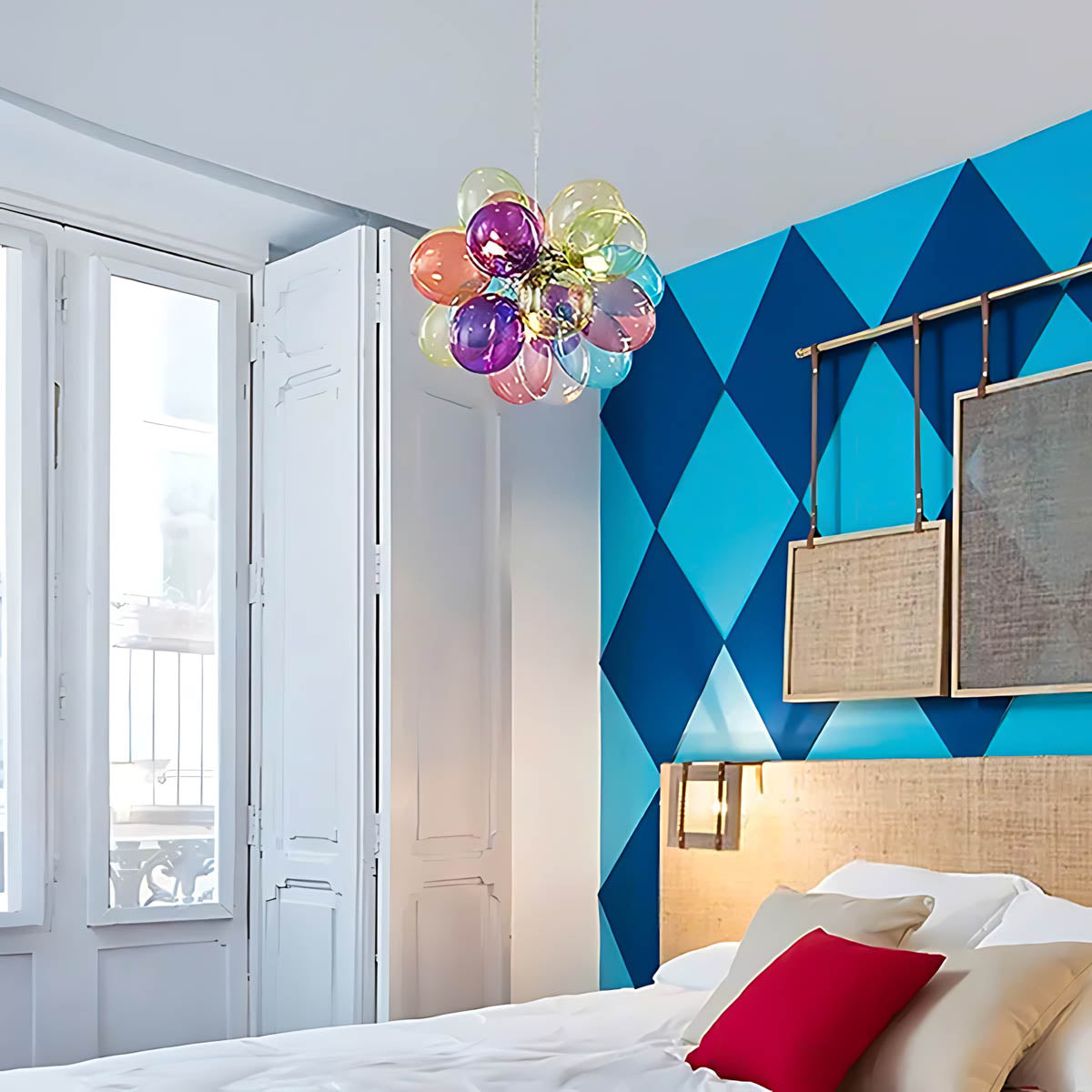Multicolour Glass Bubble Cluster Chandelier