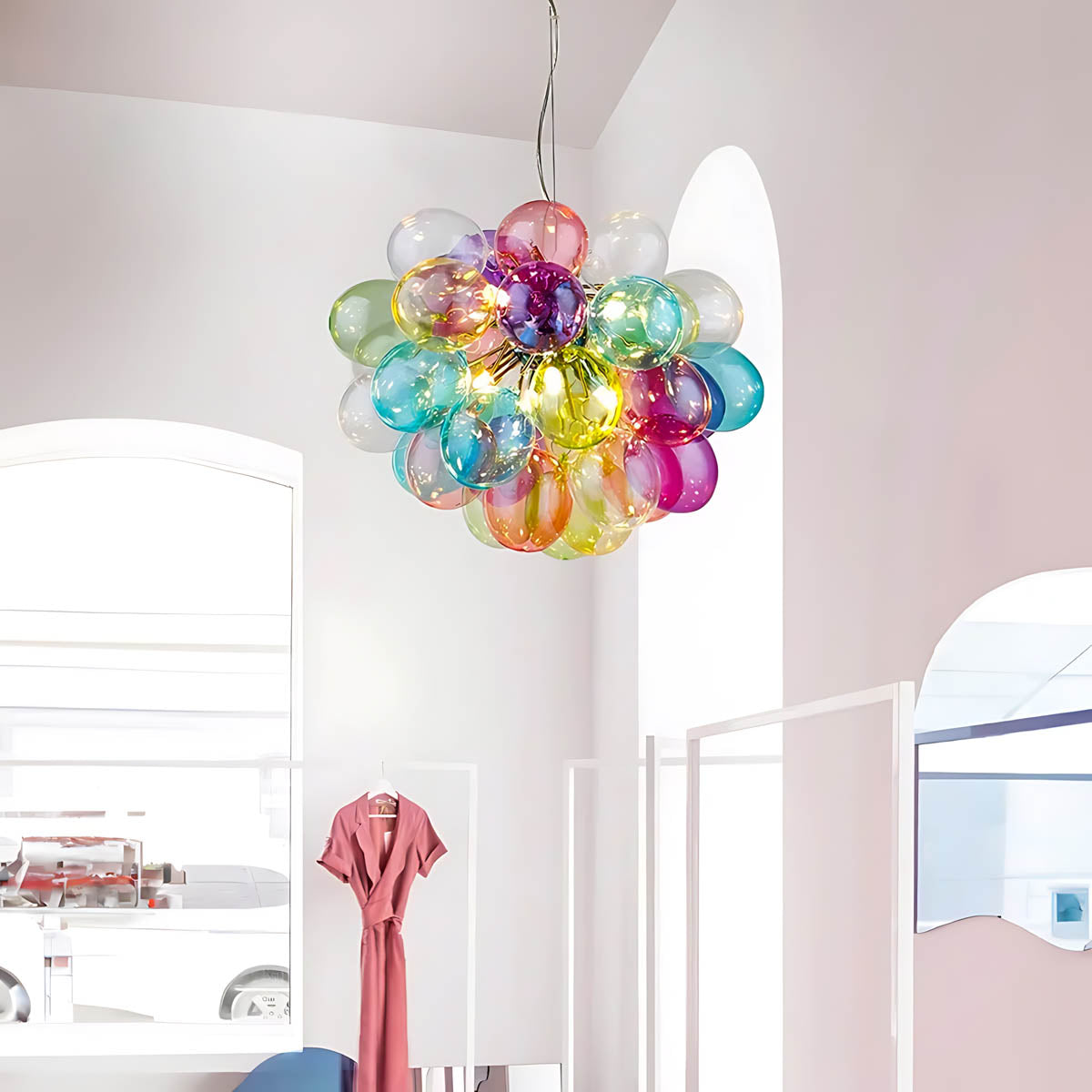 Multicolour Glass Bubble Cluster Chandelier