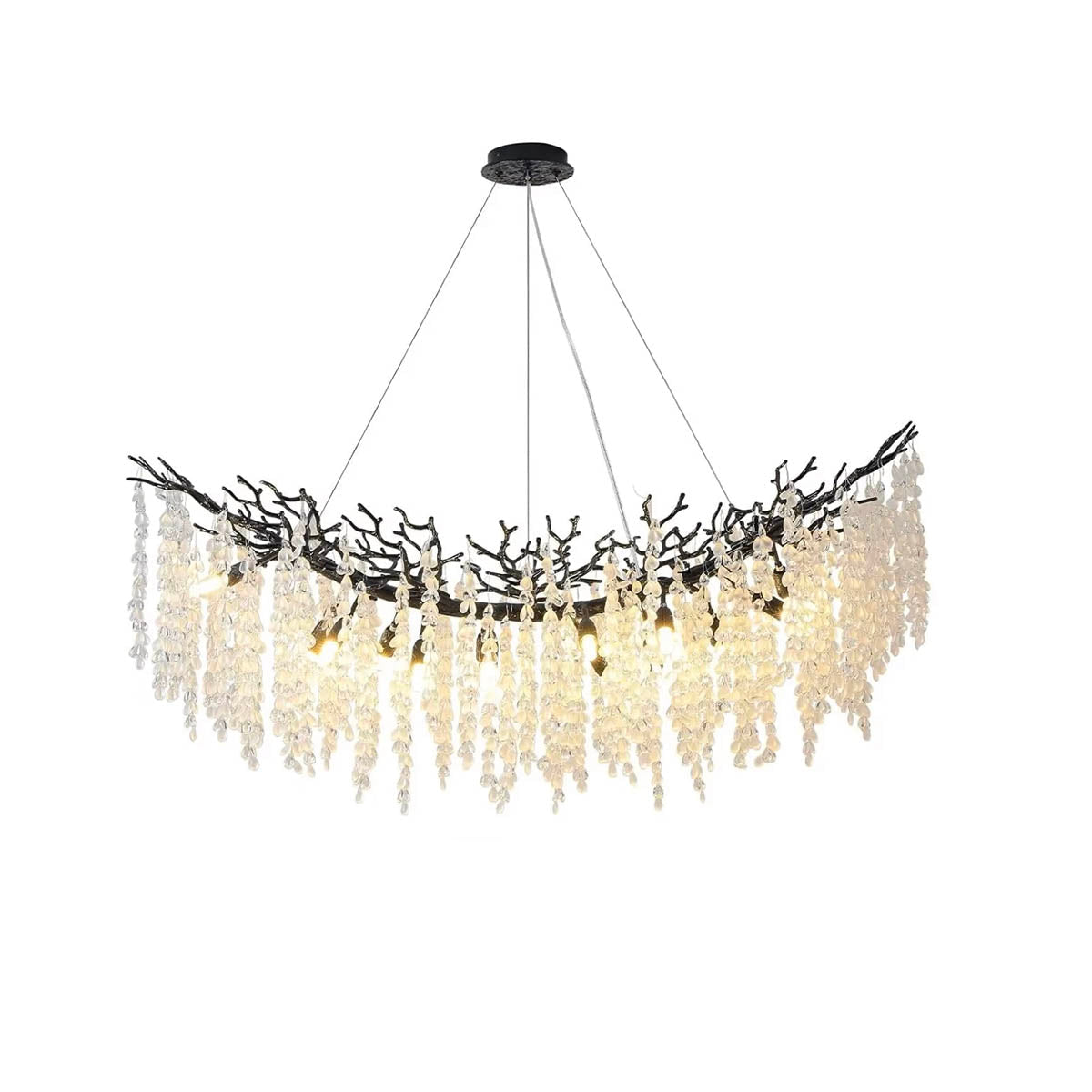 Chandelier with crystal & aluminium branches