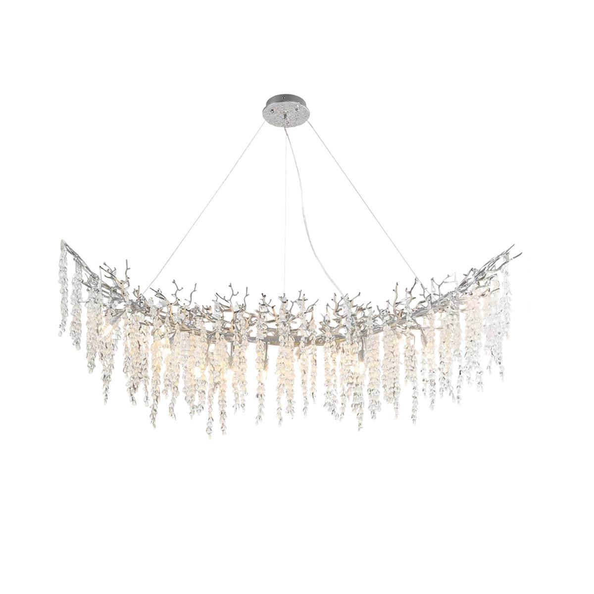 Chandelier with crystal & aluminium branches