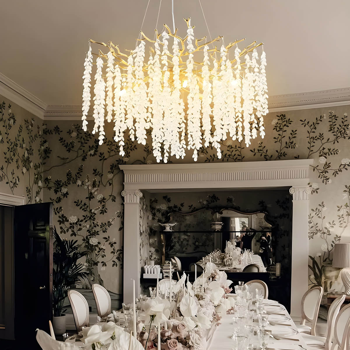 Chandelier with crystal & aluminium branches