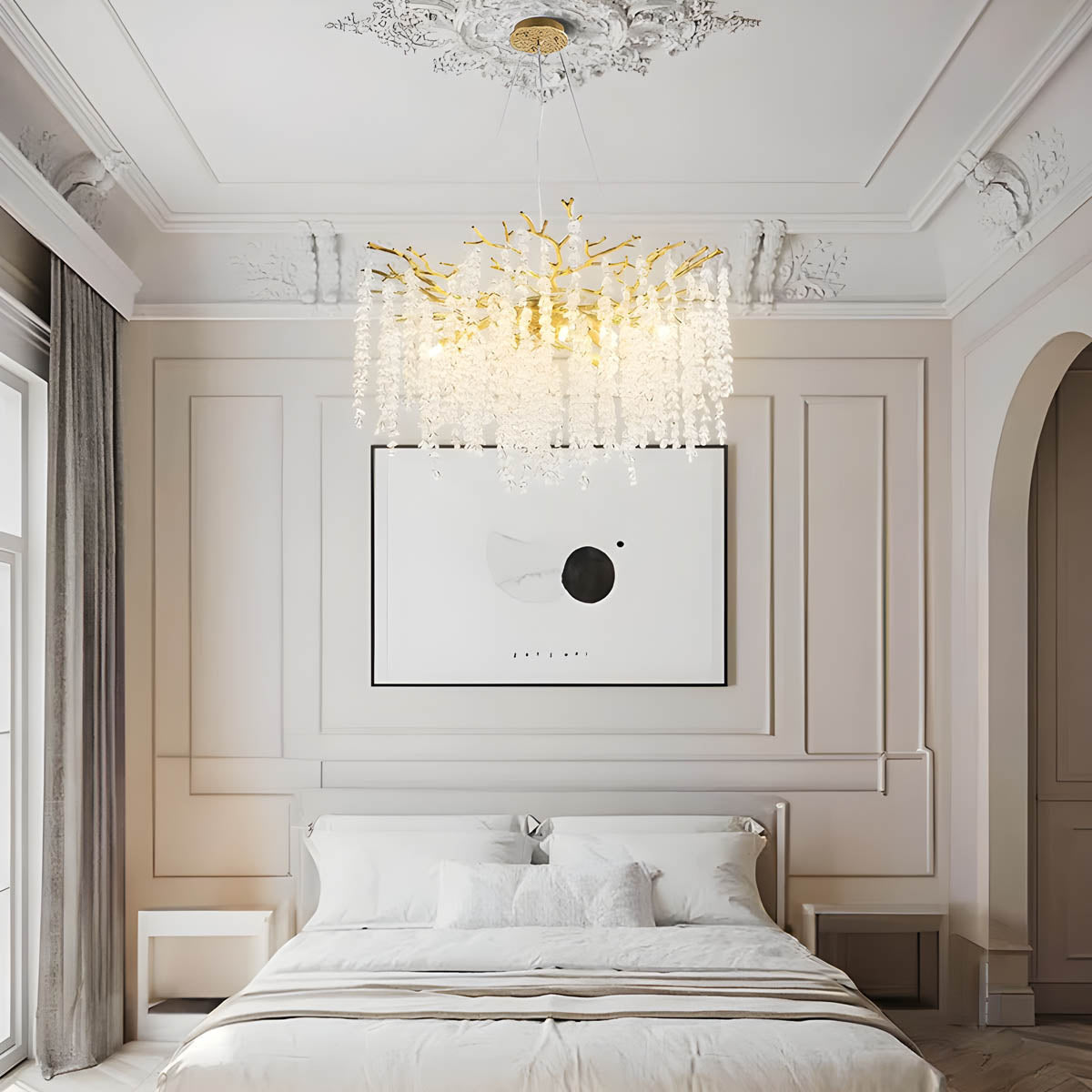 Chandelier with crystal & aluminium branches