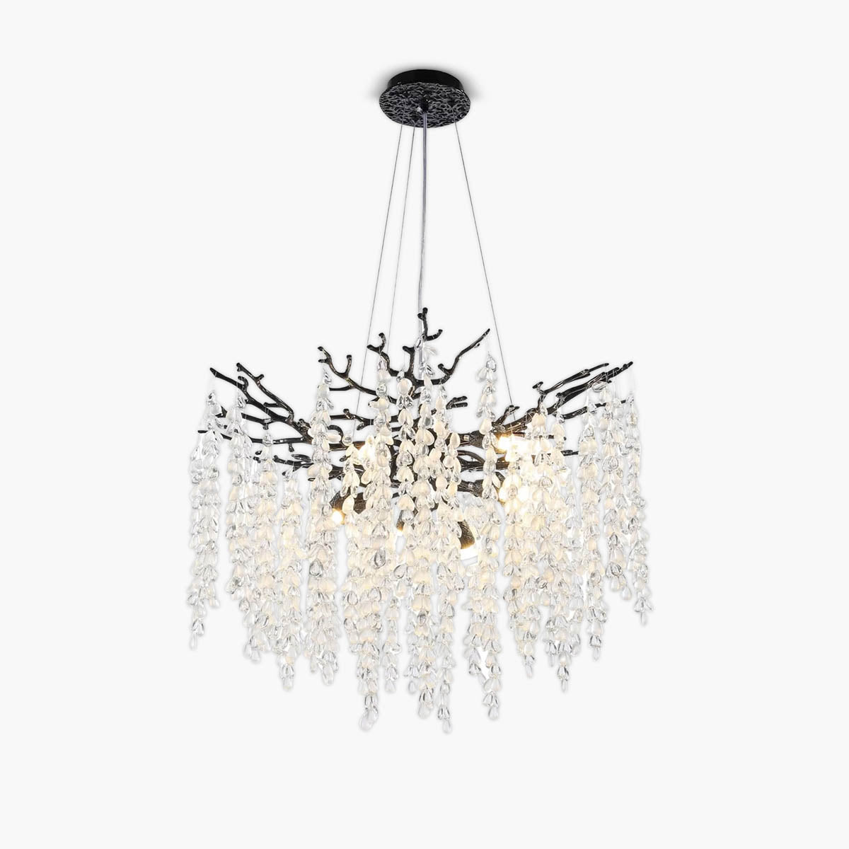 Chandelier with crystal & aluminium branches