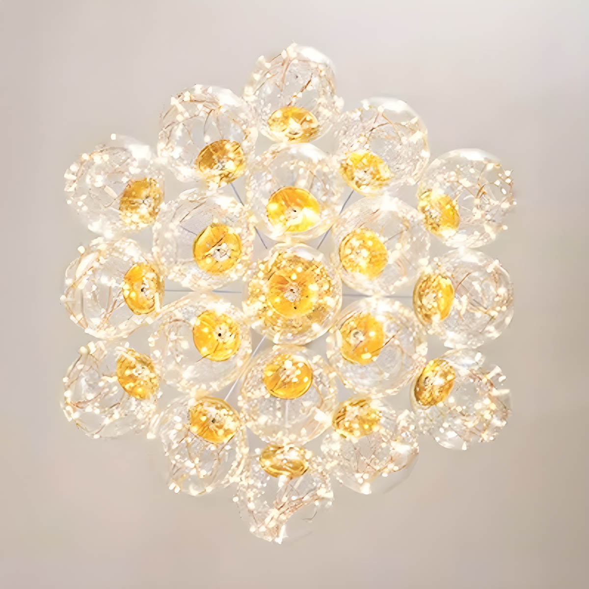 Glass & Iron Globe Chandelier LED 45-76 cm