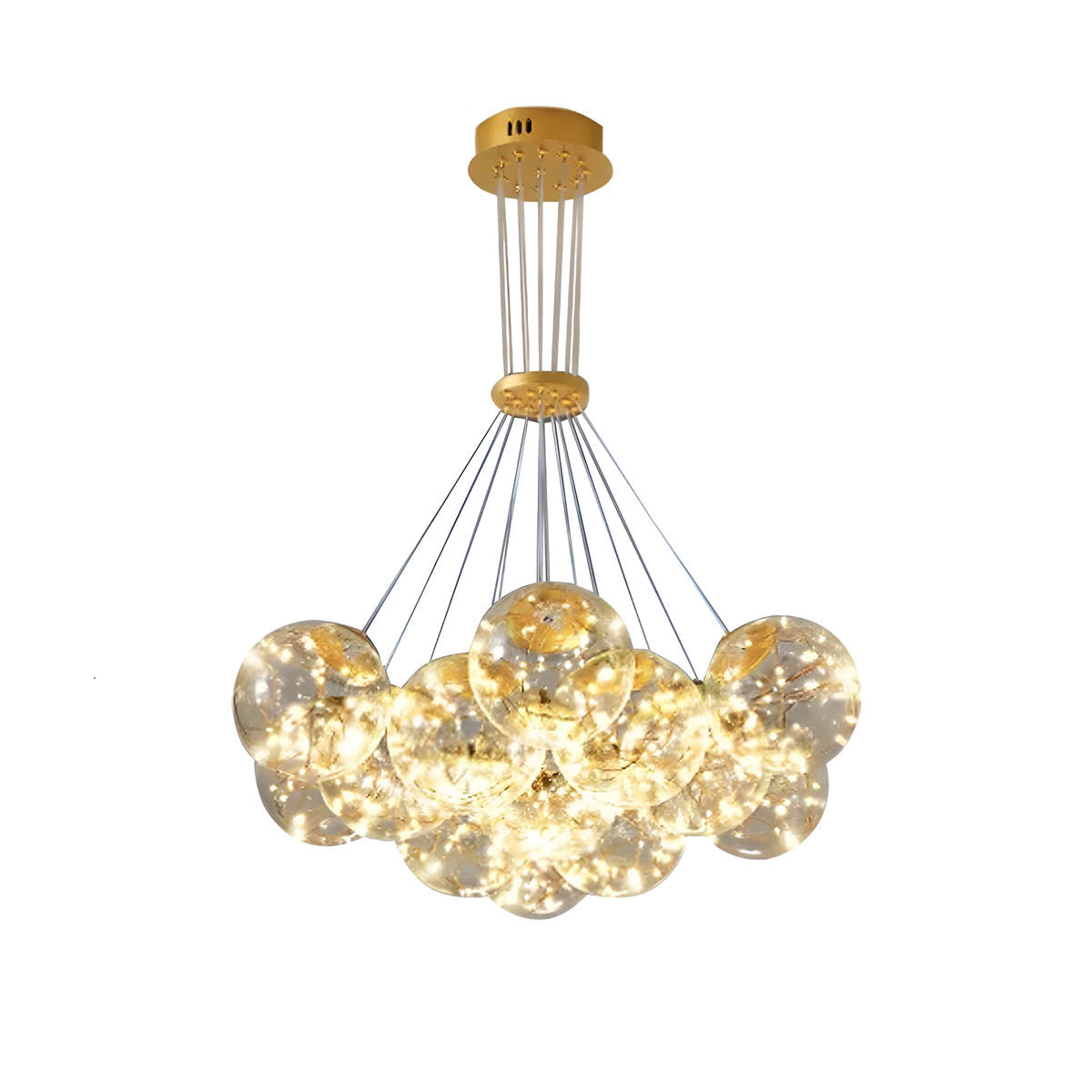 Glass & Iron Globe Chandelier LED 45-76 cm