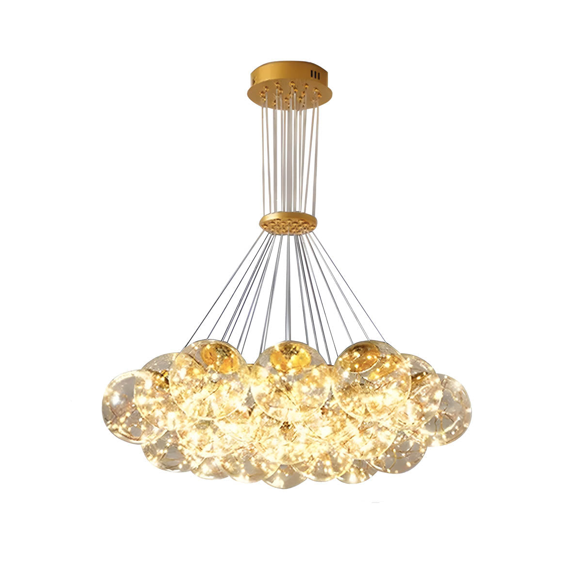 Glass & Iron Globe Chandelier LED 45-76 cm