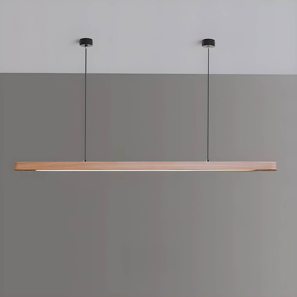 Wood and metal remote-control LED pendant light