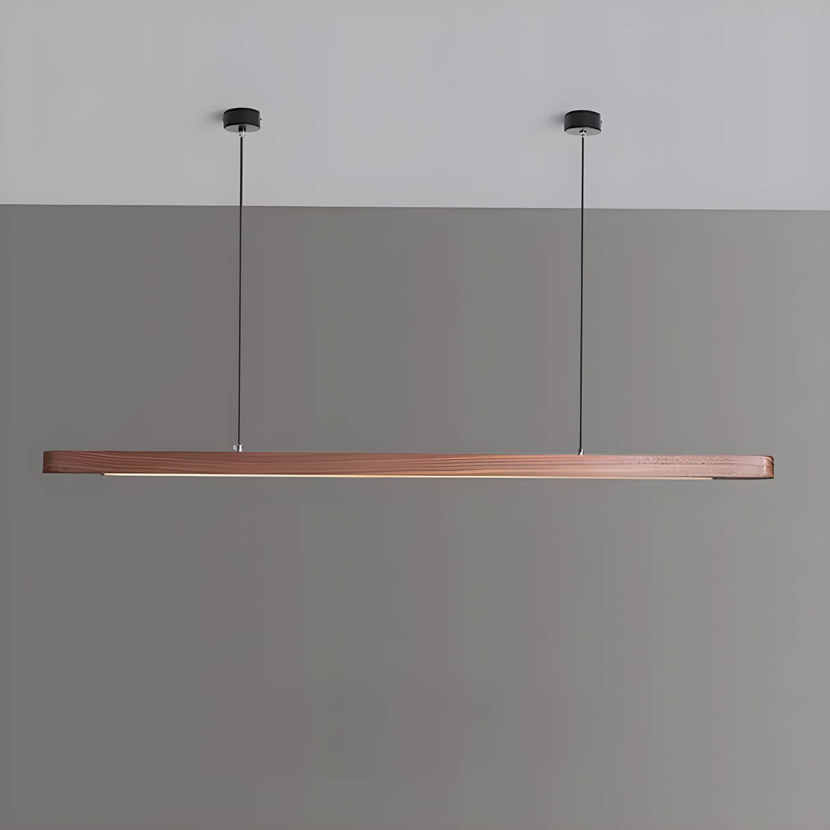 Wood and metal remote-control LED pendant light