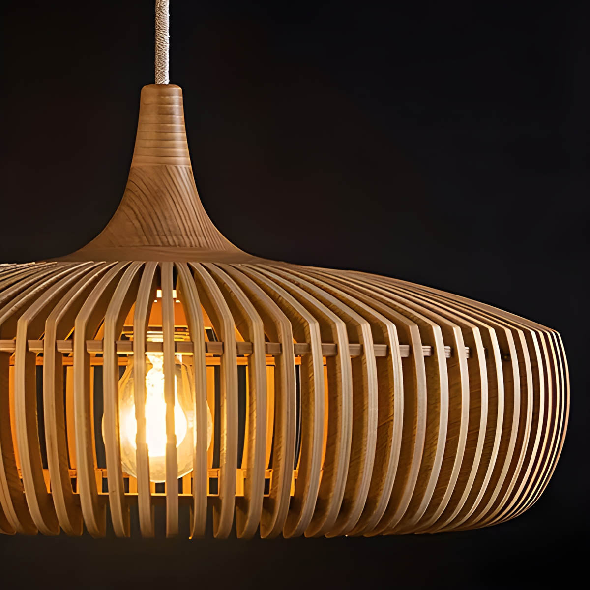 Wooden birdcage pendant light
