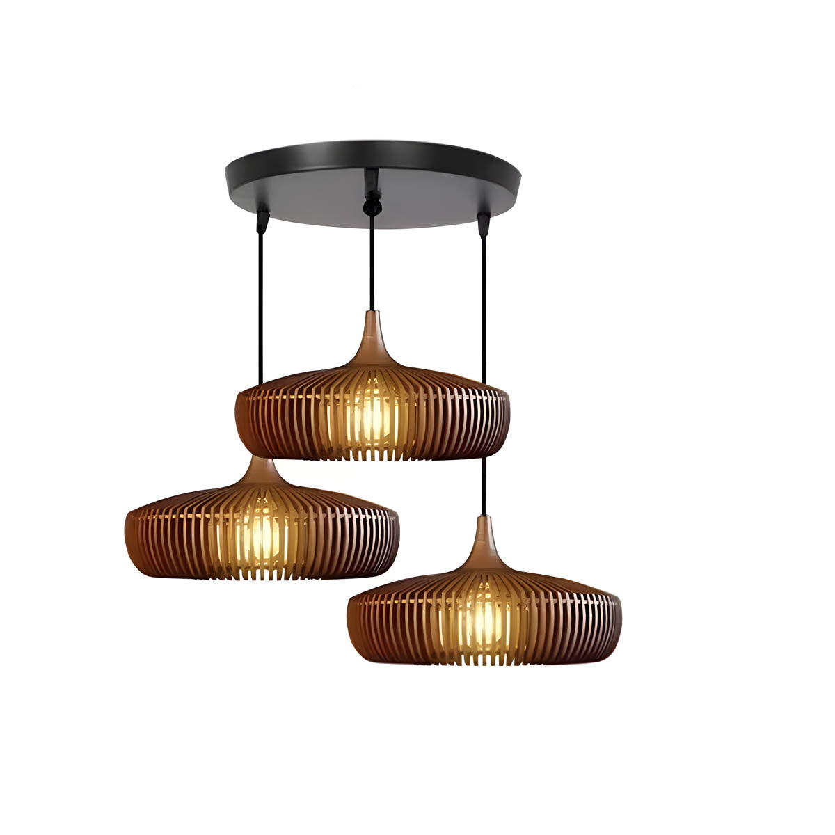 Wooden birdcage pendant light