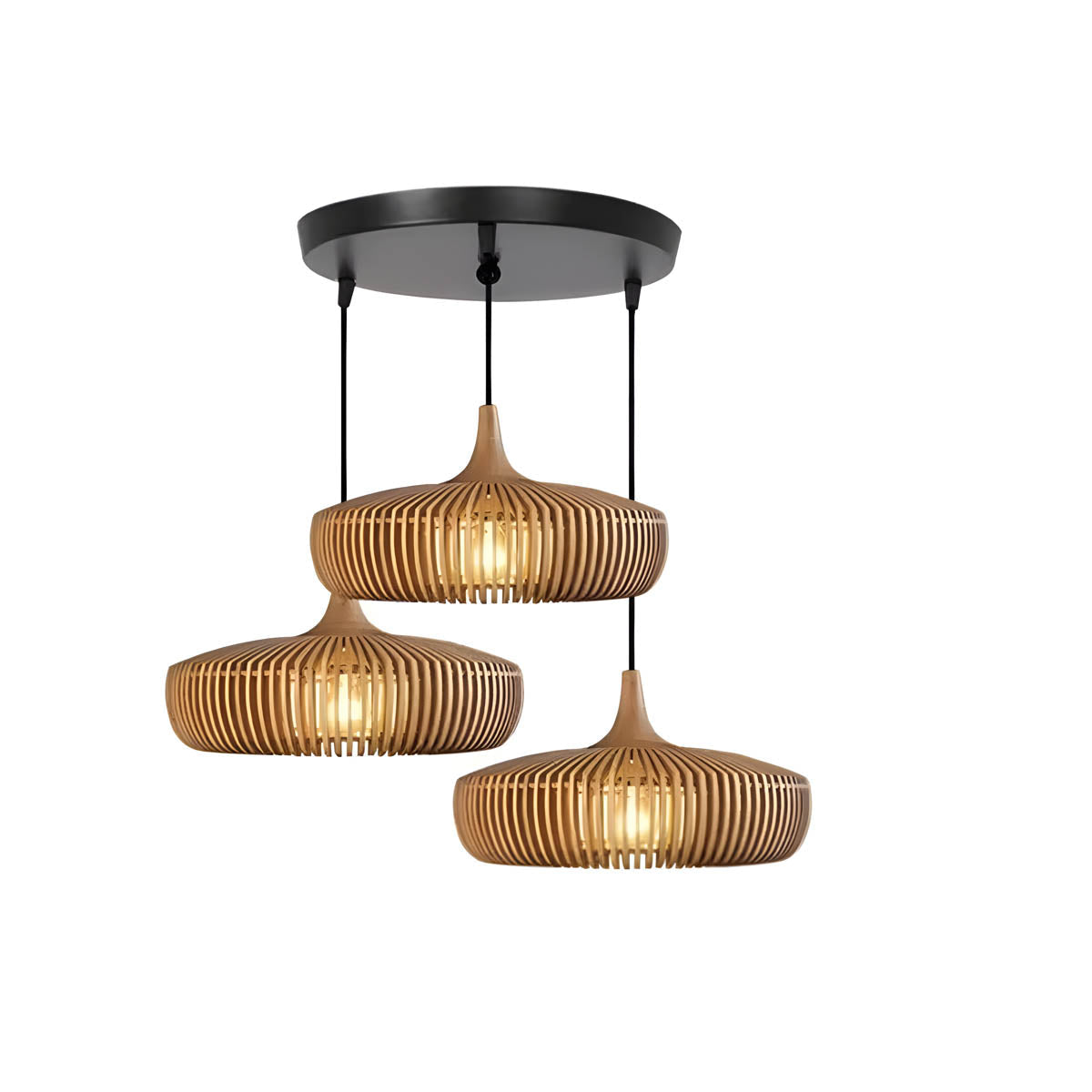 Wooden birdcage pendant light