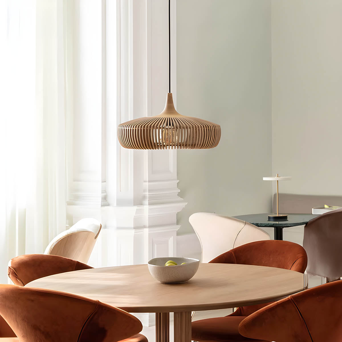 Wooden birdcage pendant light