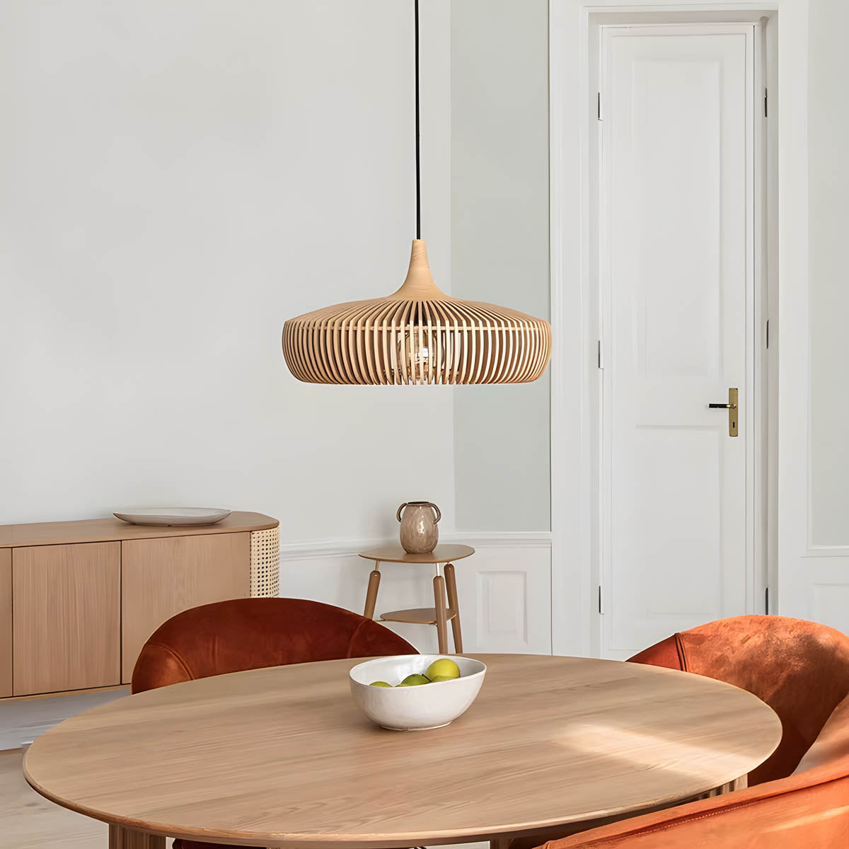 Wooden birdcage pendant light