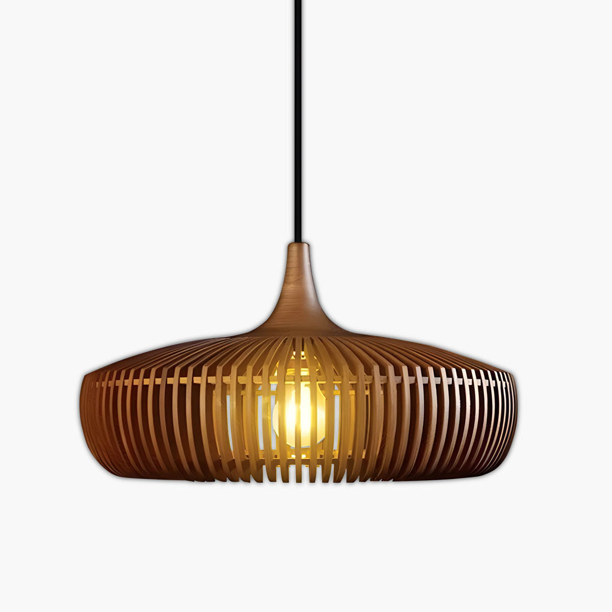 Wooden birdcage pendant light