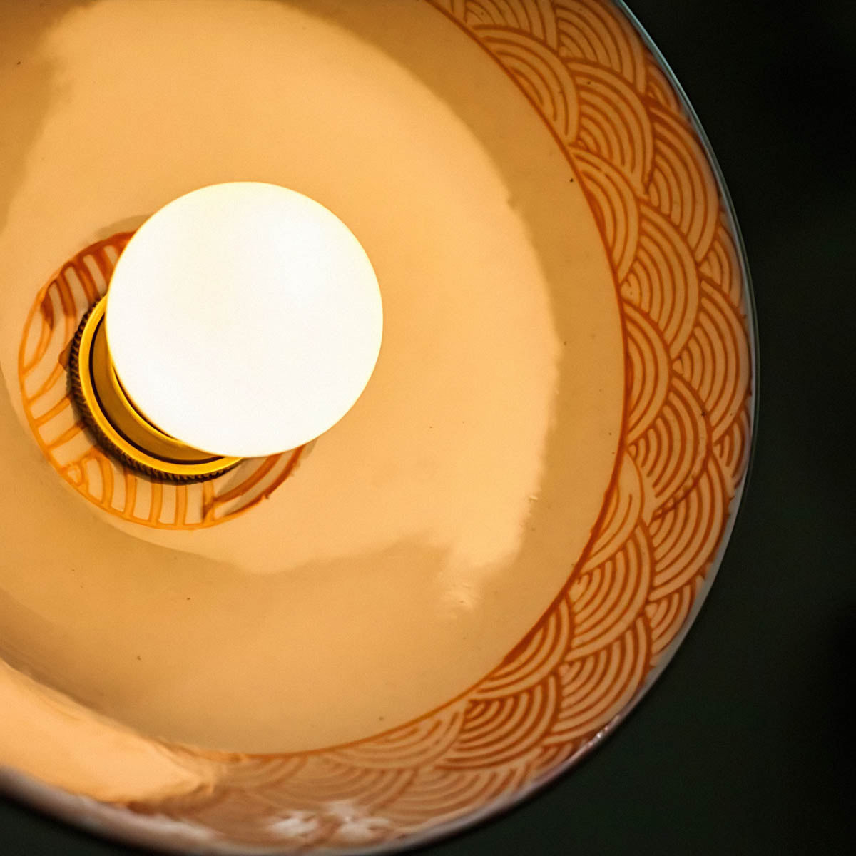 Hand-crafted ceramic & copper pendant light, artisan patterns