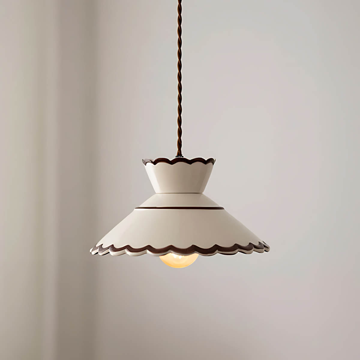 Hand-crafted ceramic & copper pendant light, artisan patterns
