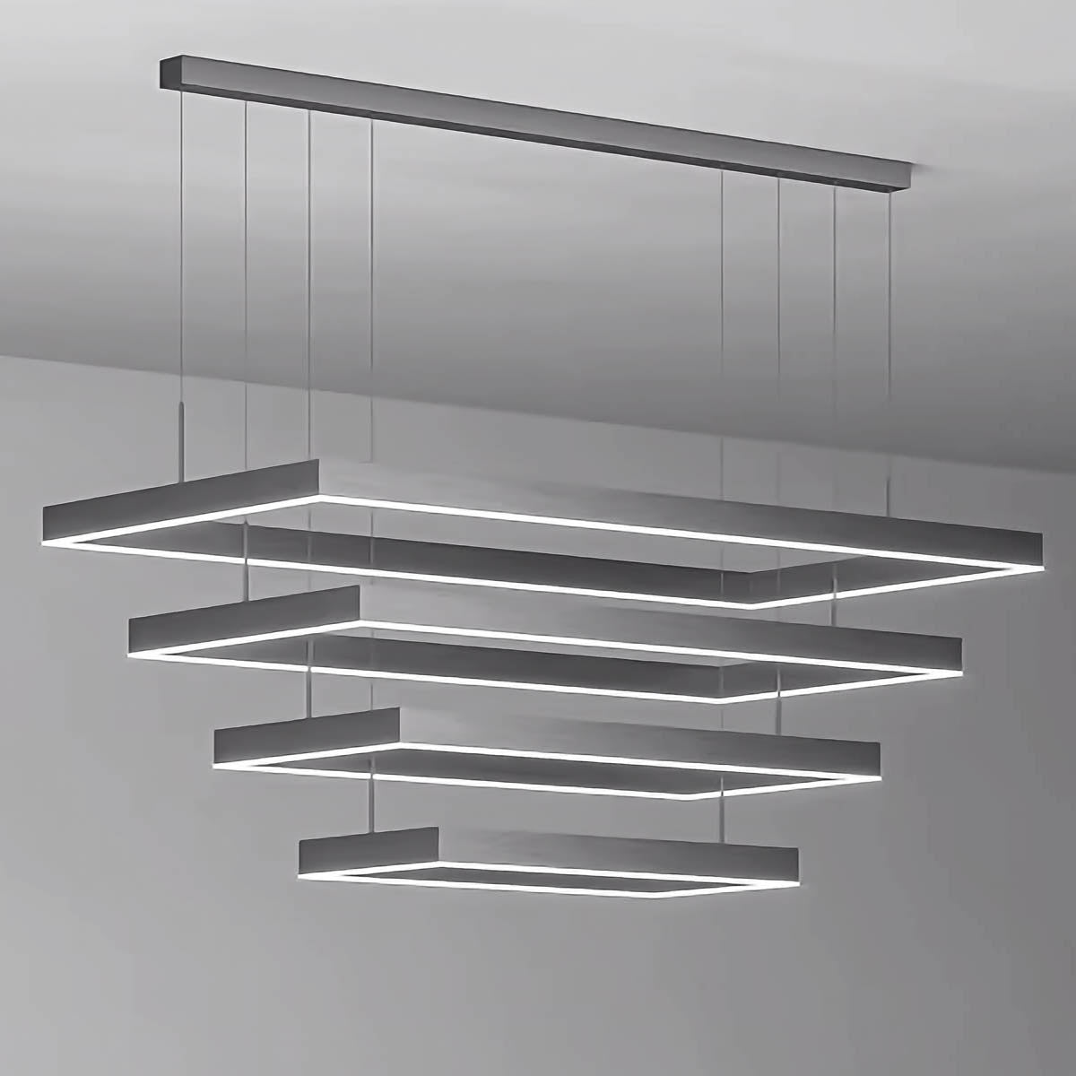 Architectural Iron & Acrylic LED Pendant — Linear & Layered Modern Lighting