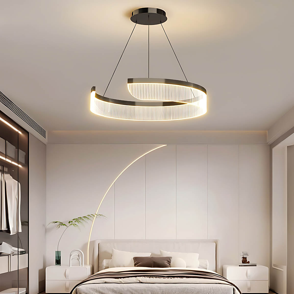 Spiral Multi-Ring Aluminium & Acrylic LED Chandelier ZEPHY
